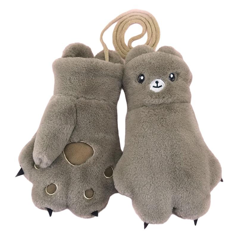 

O 72542 winter kids warm gloves cartoon bear paw gloves 9.45inch коричневий