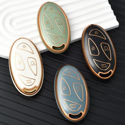7 Buttons New TPU Car Remote Key Case Cover Shell for Hyundai Ioniq 6 Grandeur GN7 Kona 2023 Auto Key Protective Case Gold Edge