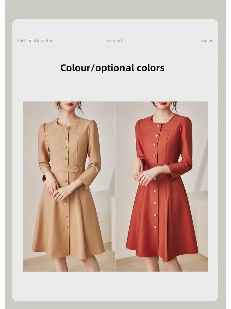 Vestido de Otoño Estilo Francés Nanyou de Cintura Ajustada para Mujer