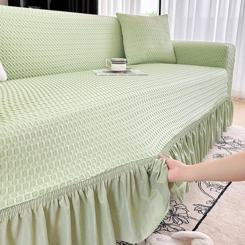 The New Summer Elastic Skirt Has A Cool Ice Silk Straight Line Anti Slip Full Cover Sofa Cover In One Piece
