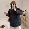 Autumn Down Cotton Padded Jacket Women's Contrast Lapel Rhombic Thin Short Loose Spring Cotton Padded Casual Coats Female