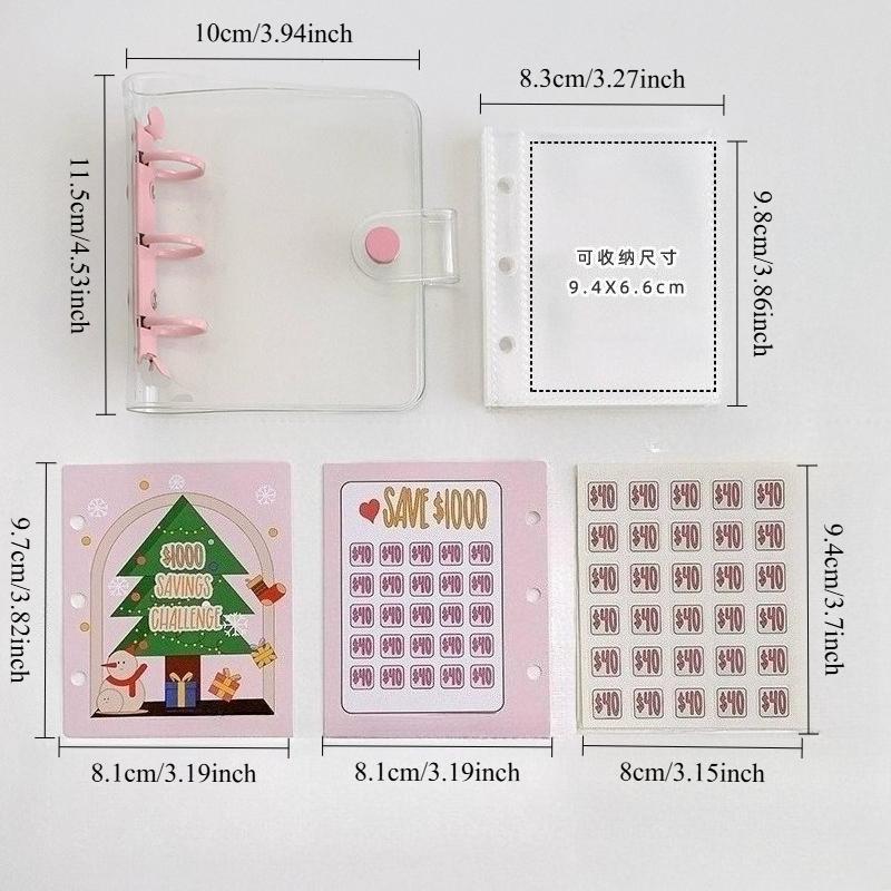 Creative Savings Deposit Bag, Cash Ledger, Mini Savings Binder, Binder Envelope Savings Challenge Book,Mini Budget Hanging Chart