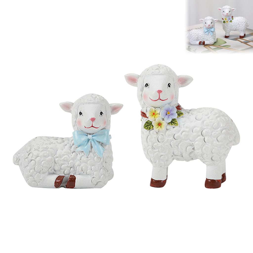 Resin Mini Sheep Figurine Cute Cartoon Outdoor Garden Decoration Waterproof Design for Home And Garden