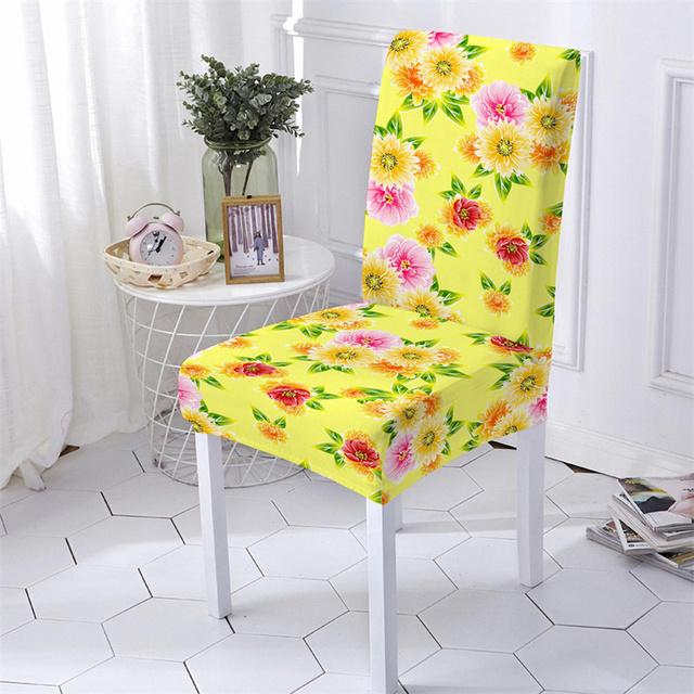 Floral Dining Chair Cover Spandex Elastic Chair Slipcover Case Stretch Chair Covers For Wedding Hotel Banquet Housse De Chaise