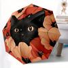 1pc Black Cat Print Automatic Open/close Folding Umbrella, Compact Portable Travel Umbrella, Perfect Birthday/Christmas, Cute Umbrella, Dura