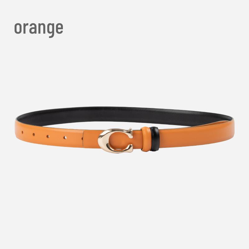 

Женский кожаный ремень с пряжкой в виде буквы C - Мода в корейском стиле, Универсальный декоративный ремень из натуральной кожи для осени и зимы 105 cm