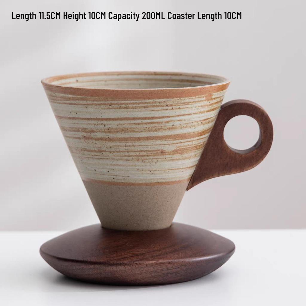 Nordic Retro Handmade Ceramic Cone Coffee Cup and Saucer Set
