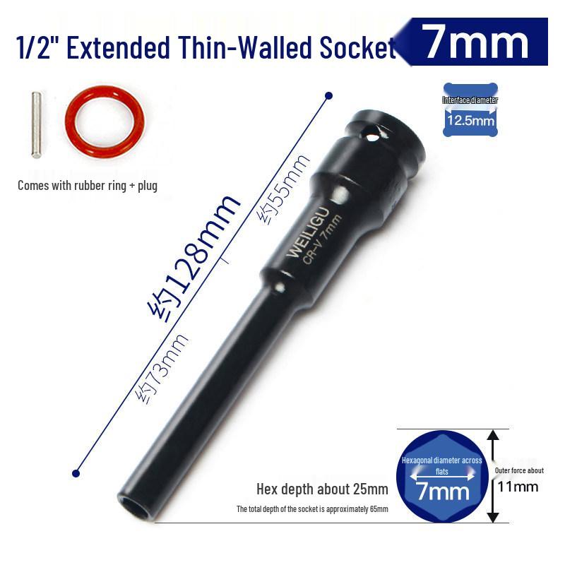 

24mm Extended Thin-Walled Socket Ratchet Wrench, Large Drive Electric Hex Socket, Deepened Air Gun Compatible