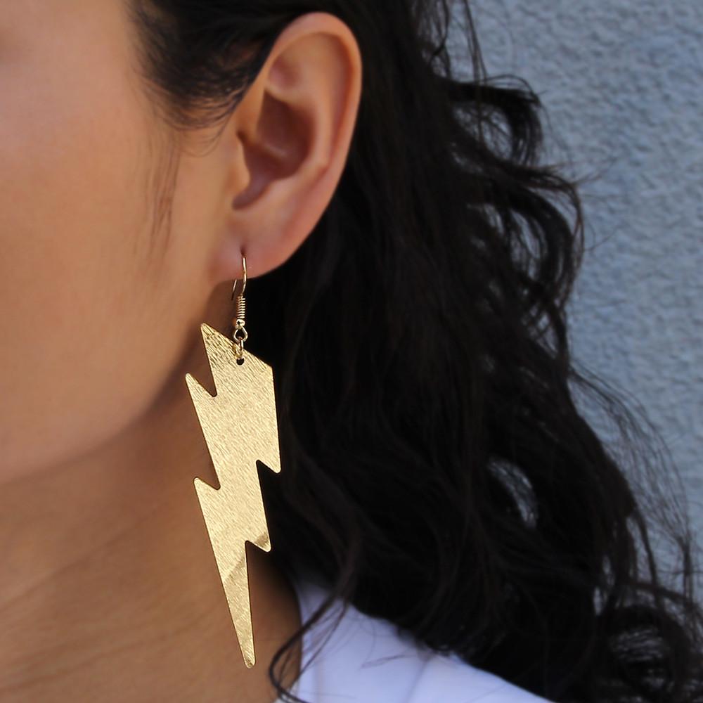 Womens Metal Earrings With Geometric Design And Gold Tone For Parties