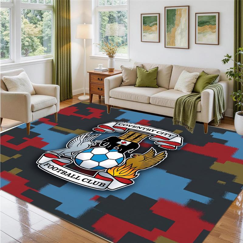 Coventry City Football Design Crystal Velvet Rug Soft Decorative Mat for Bedroom Entrance