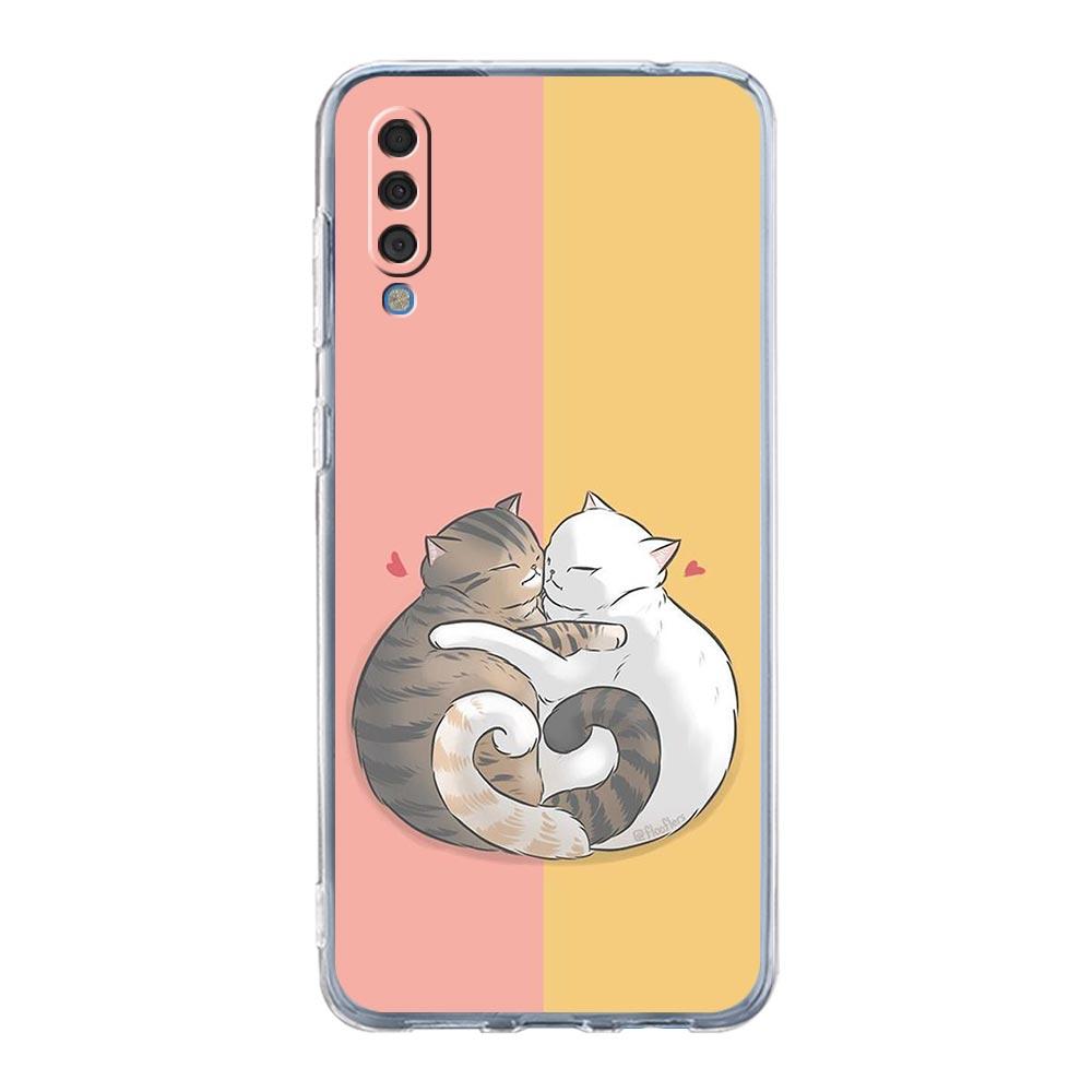 Phone Case For Samsung A14 A50 A70 A30 A40 A20E A10S A20S A02S A04S A12 A22 A32 A34 A42 A52 5G A54 Cat Cute Kitten Cartoon Cover