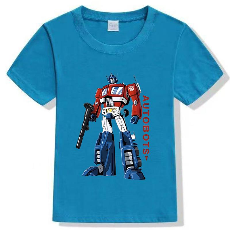 

Transformers Optimus Prime cartoon print children s pure cotton T-shirt 2026 summer new style parent-child top T-shirt 100