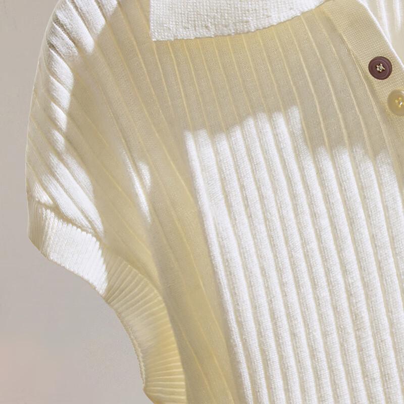 Women's Elegant Short-Sleeved Lapel Knit Top