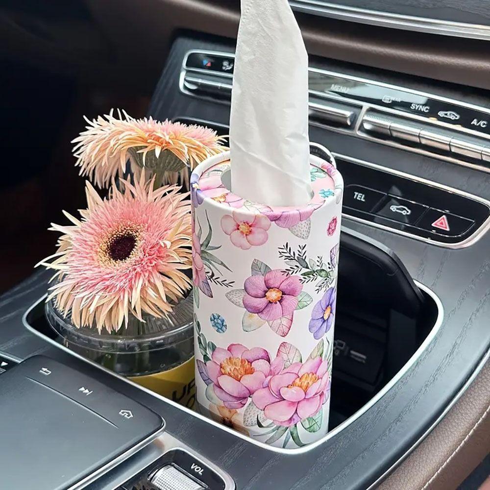 1Pcs Paper Cylinder Paper Cup Holder 3 Layers Cylinder Box Car Home Tissues Holder  Car Interior