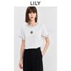 LILY Cotton Bead White Short-sleeved T-shirt