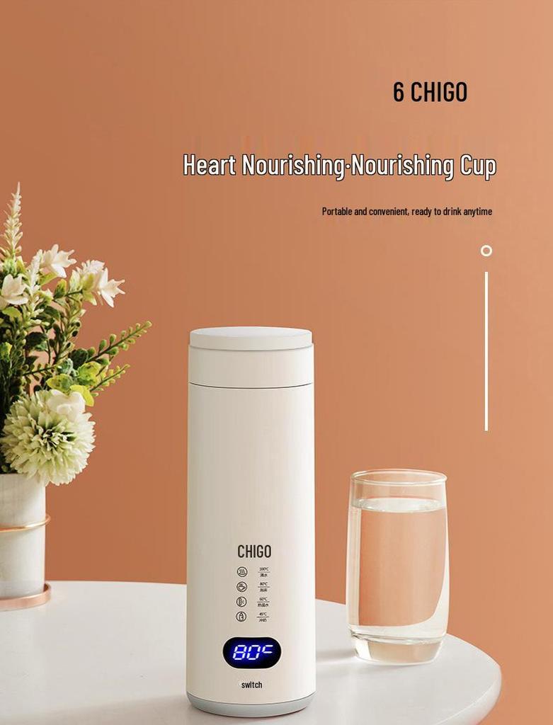 Chigo Smart Reisekochkessel: Tragbarer elektrischer Becher zum Kochen, Erhitzen und Isolieren. Ideal für Büro- und Reisegebrauch.