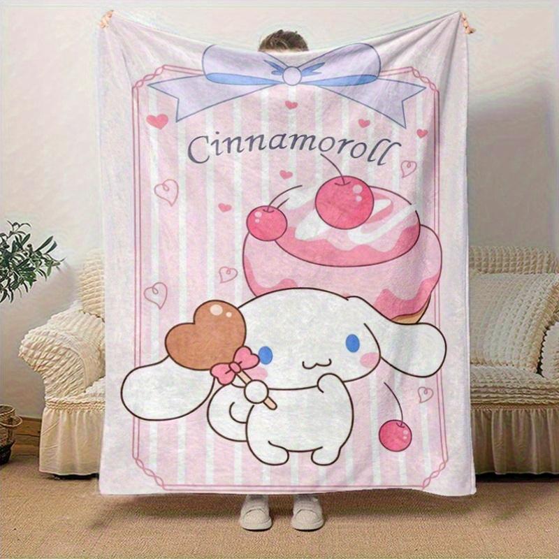 1pc, Sanrio Cinnamoroll Home Decor Flannel Blanket: Perfect Gift for Bedroom, Living Room, Travel, Camping, Car, Beach, Office Naps, Ideal Sofa Throw,