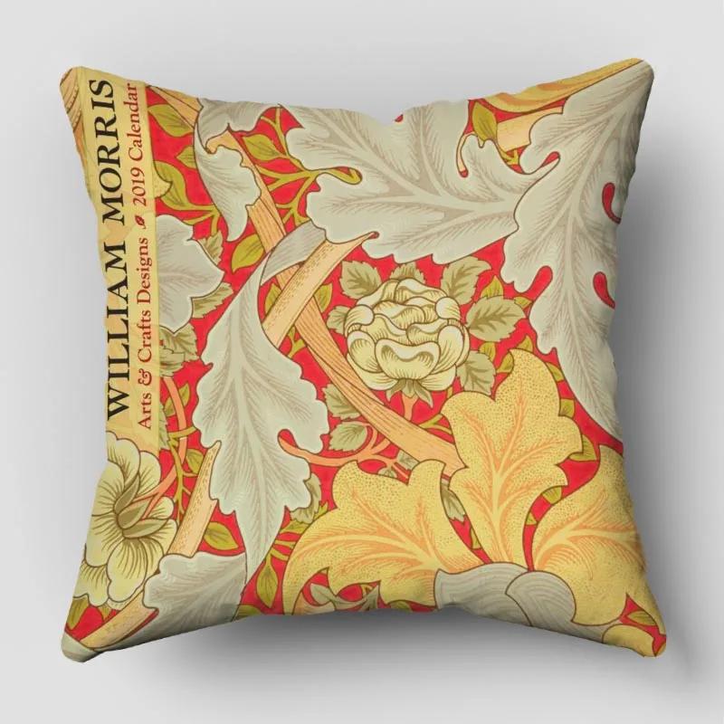 William Morris Pillow Cover Bedroom Home Office Decorative Pillowcase Square Zipper Pillow Cases Satin Fabric Eco-Friendly