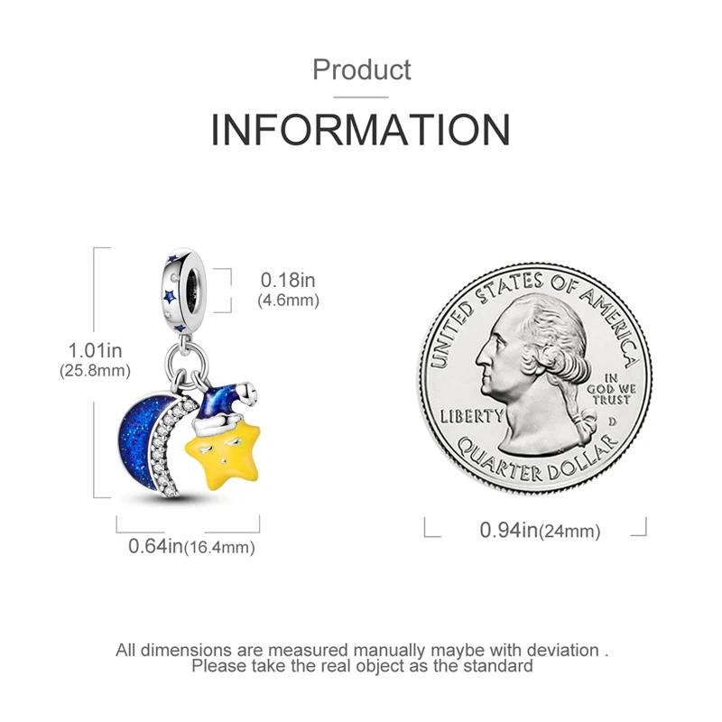 Charm Bead Charms copper Cute Nightcap Star Shape Blue Moon Bead Charms Compatible With Charm Bead Charms Plata Authentic Bracelets Bead Charms Women