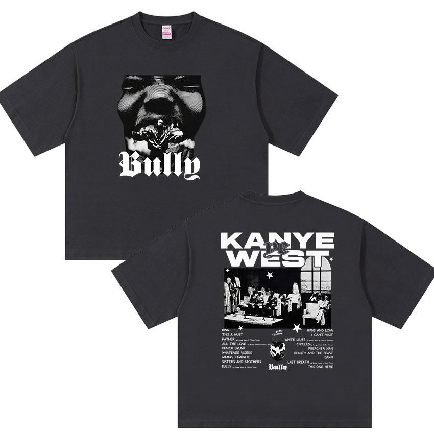 Rapper Kanye West Bully Album Graphic Tshirt UNISEXs Vintage Hip Hop YK Short Sleeve Tshirts Casual Cotton Tops Streetwear