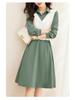 Spring 2024 Trendy Women's A-Line Dress: Long-Sleeved, Waist-Slimming with Large Swing Skirt