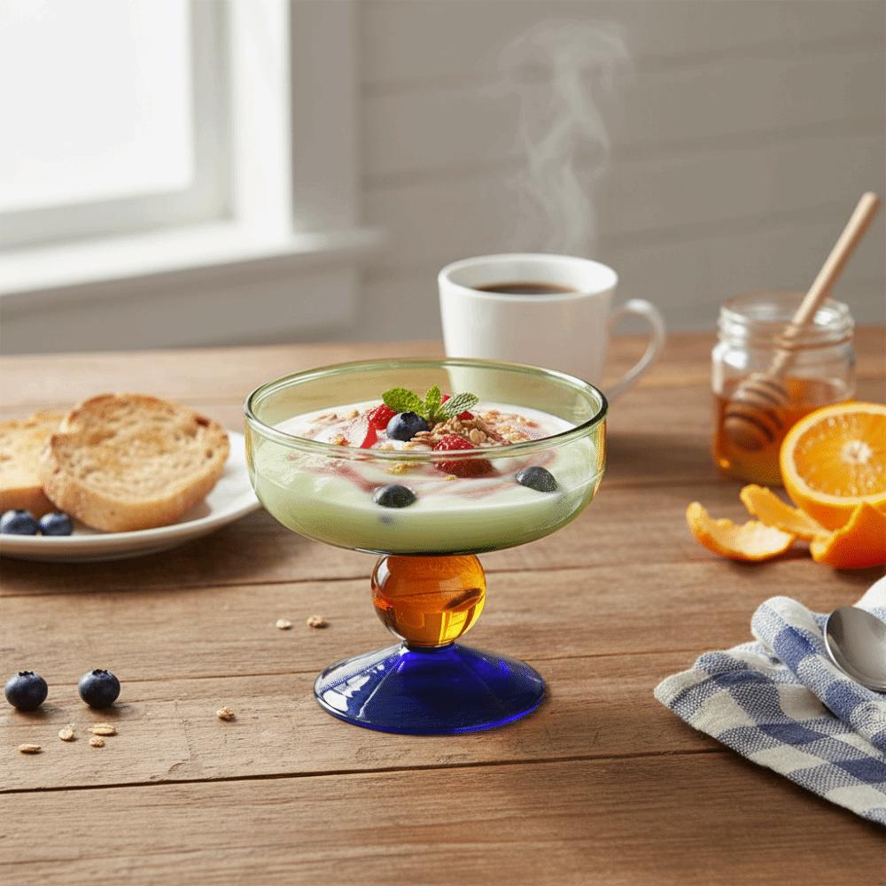 Hohe Füße Glas Eisbecher 270 ML Dessertschale Exquisite Obstsalatschale Café