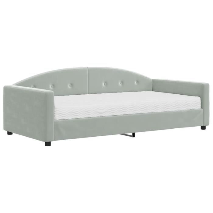 VidaXL Daybed with Mattress Light Grey 100x200 Cm Velvet 3197284