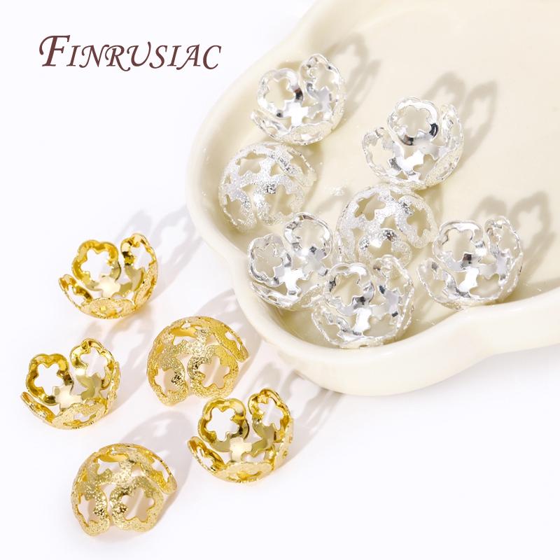 17*8.5MM 18K Gold Plated Hollow Flower Bead Caps High Quality Jewelry Beads Cap DIY Jewelry Accessories Wholesale