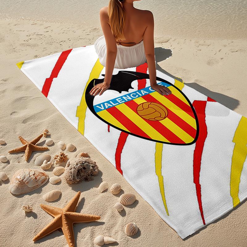 Valencia Cf Crest Design Microfiber Beach Towel, Lightweight And Quick-Dry, for Summer Travel, Beach Essential, Swimming Pool