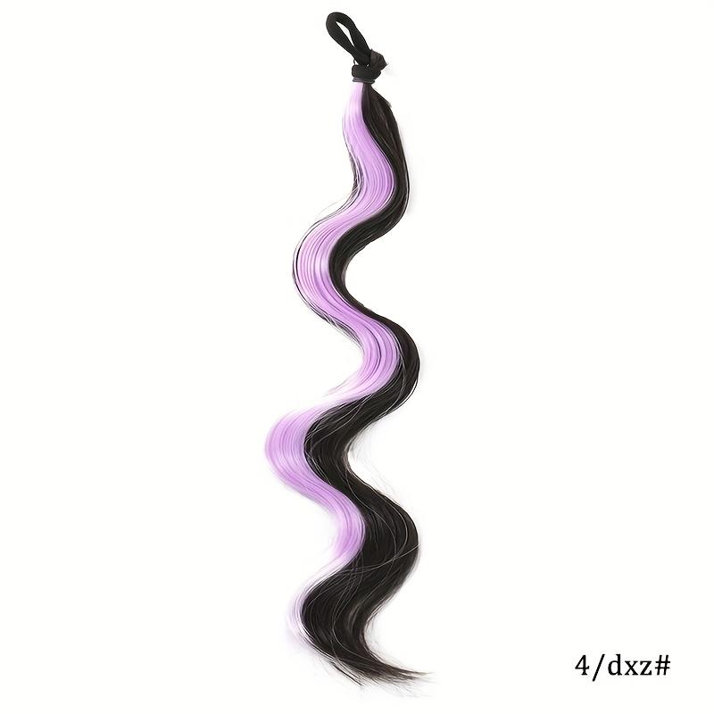 Long Synthetic 18inch Deep Wave Ponytail with Rubber Band DIY Self Winding Bun Head Curly Hair Bundle Omber Brown Black Green