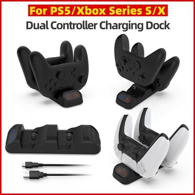 Dual-Schnellladegerät Kompatibel mit PS5/Xbox Series S/X Controller-Ladestation Station mit Anzeige Gamepads Lade-Dock