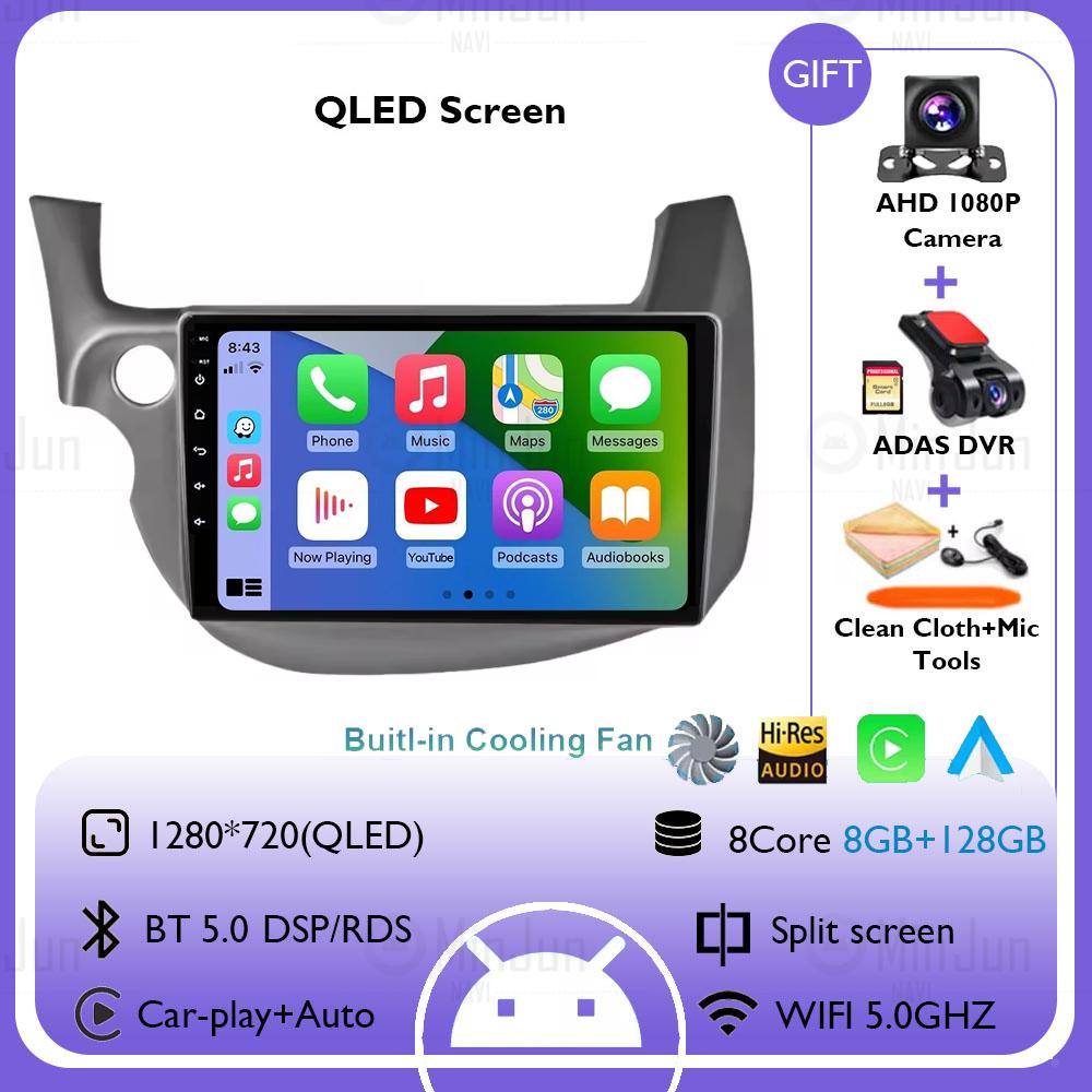 Android 14 Car Radio Stereo For Honda Jazz Fit 2007-2013 Left Hand Drive Multimedia Video Player Carplay Auto GPS Navigation