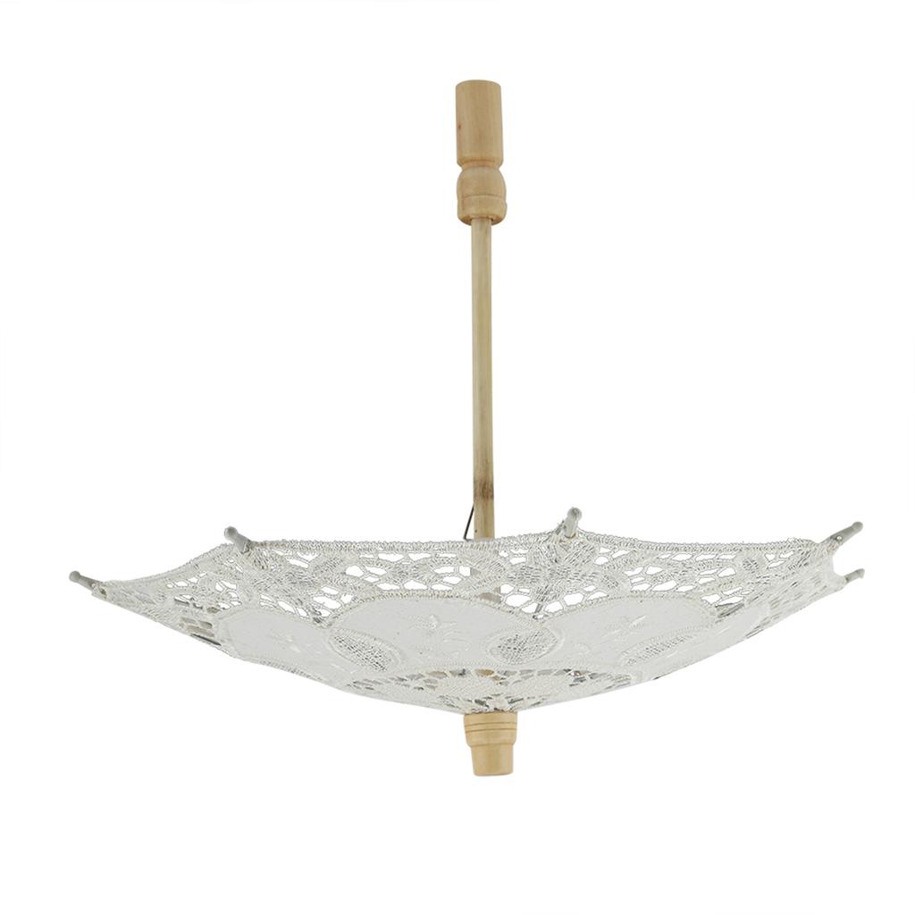 Svatební deštník Krajka Bavlna Výšivka Slunečník Svatební potřeby(Bílý )