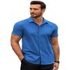 Popular Men's Button Slim Fit Fashionable Short Sleeved Polyester Fiber Shirt Summer Business Casual Shirt