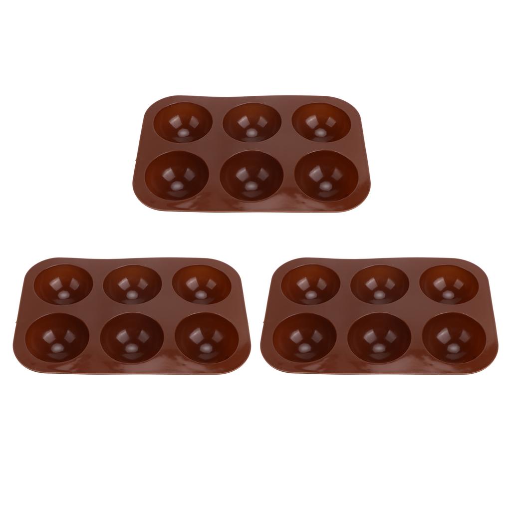 3 Pcs 6 Holes Silicone Baking Mold Semi Sphere Chocolate Bombs Mold for Cake Pudding