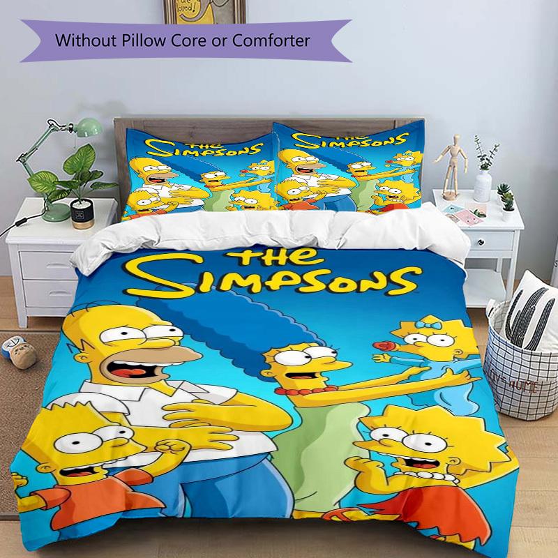 The Simpsons Family Bedding Set Comforter Cover Gift for Bedroom,Includes 1 Cover and 2 Pillowcases, No InsertB465