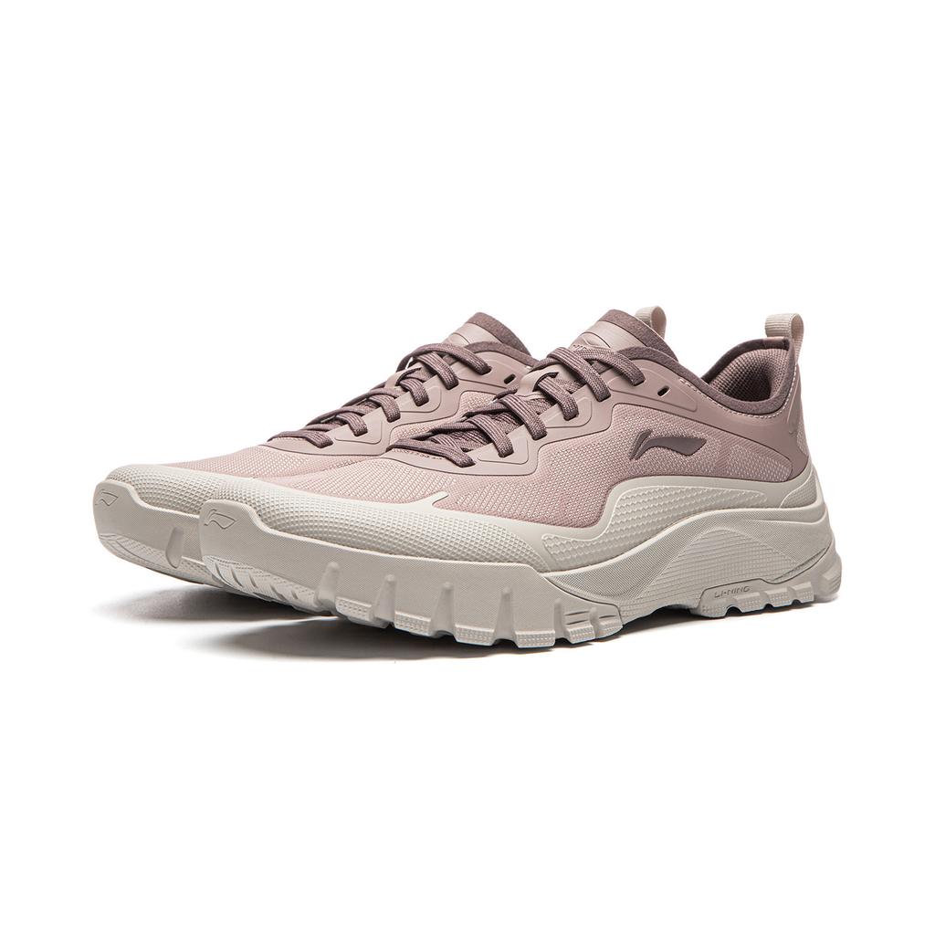 Li Ning Sandstone Sports Comfortable Shock Absorbing Wear Resistant Low Top Lifestyle Casual Shoes Women casual shoes Gray Pink AGCW114-4