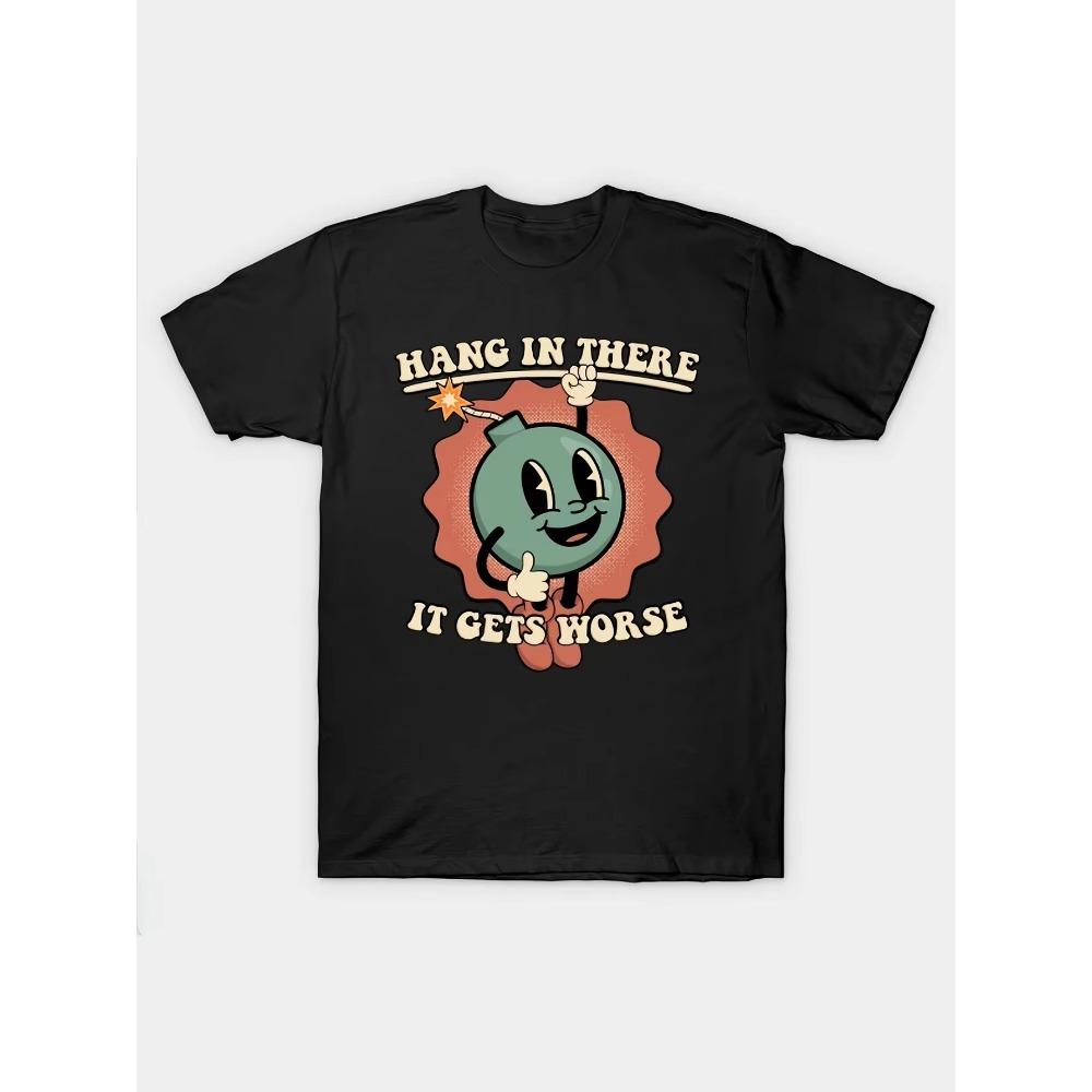 Mens Funny Graphic Tee - Soft , Relaxed Fit, Summer Casual Wear, Vibrant Front Print, Bombshell Design, Breathable, Comfortable