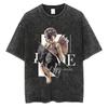 Men Fashion Washed T Shirt Streetwear Graphic Print Harajuku Hip Hop T-Shirt Summer Black Short Sleeve Cotton Loose Tops Tees