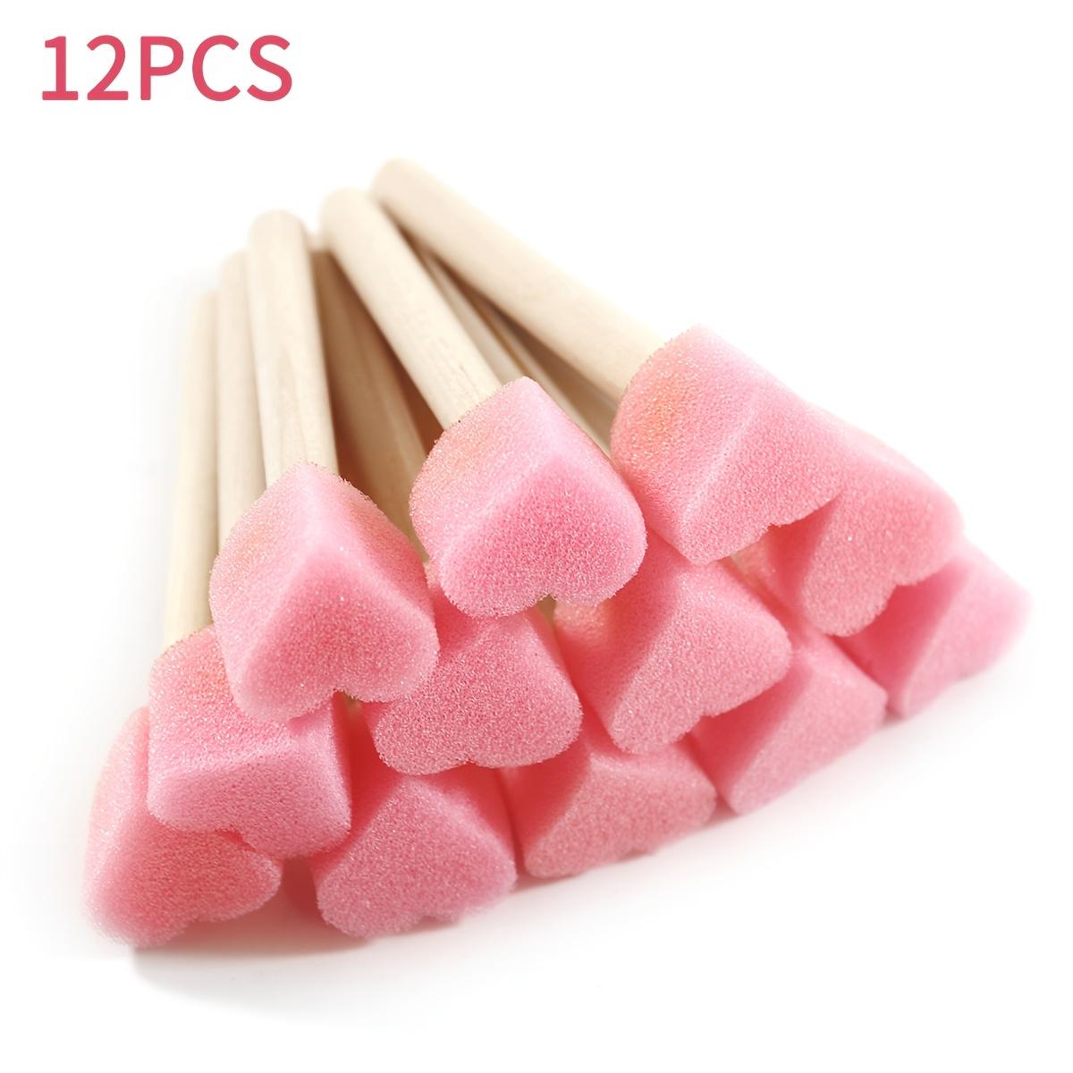 

12pcs/Pack Pink Heart Mushroom Head Sponge Brushes, Durable for Painting, Graffiti & Crafts