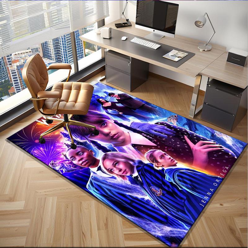 Wednes-day Gothic Family Reunion Office Rug Chair Mat, Game Carpet, Suitable for Front Door, Bedroom, Living Room, Desk, Holiday Gift