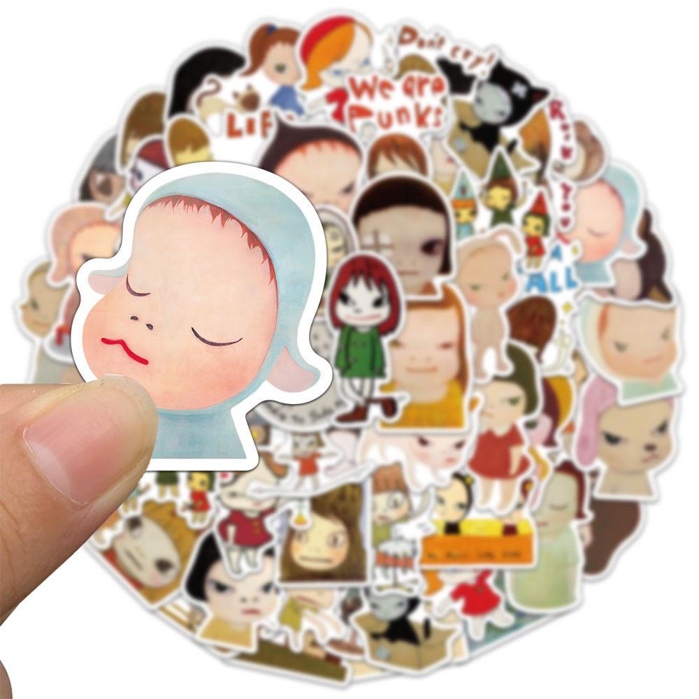 50 Pieces Japanese-Style Nara Miho Cartoon Girl Stickers - Waterproof Decals for Luggage, Phones & Scooters