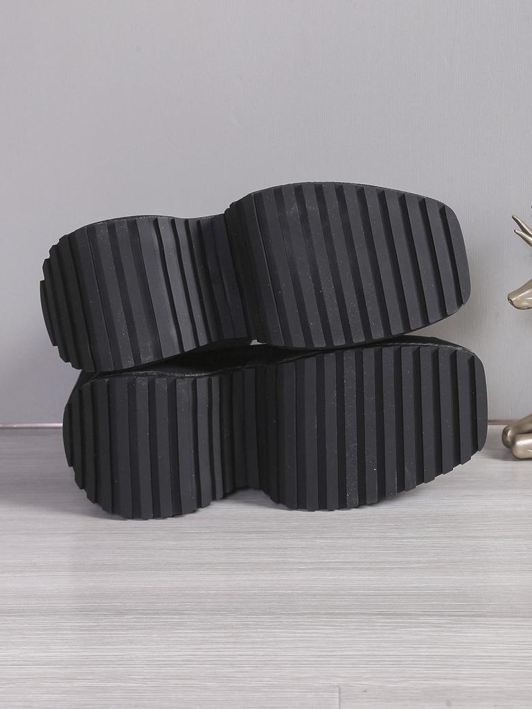 Herbst 2025 Strick Elastische Slip-On Stiefel mit klobigem Absatz für Damen in Übergröße