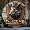 Metal Tin Sign Bear Welcome Rustic Round Wall Art Weather Resistant HD Print Pre Drilled Easy Hang