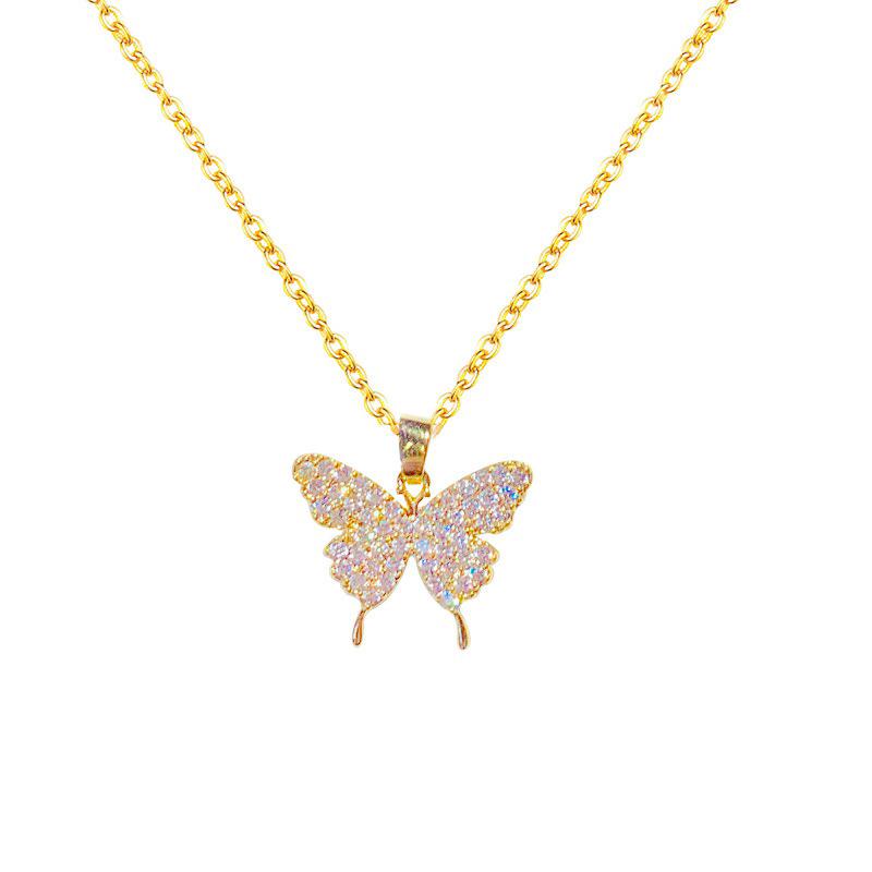 New Butterfly Necklace Female Light Luxury Niche Zircon Pendant Online Celebrity Ins Wind Temperament Joker Clavicle Chain Tide