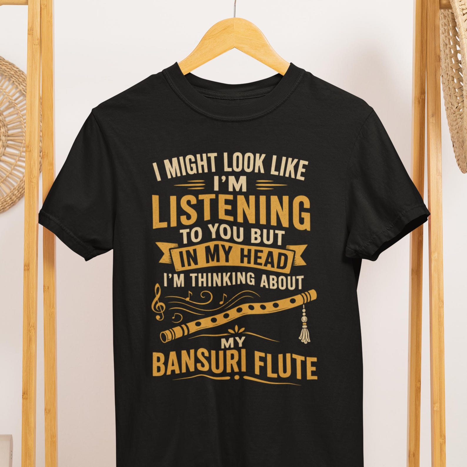 Bansuri Flute T-Shirt, Indian Music Lover Gift, Comfort Colors 1717 M