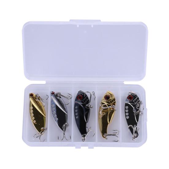 

5 шт., 5,5 см/11 г VIB, рыболовная приманка, острый крючок, реалистичные 3D глаза, морская вода, пресноводная искусственная металлическая жесткая приманка, аксессуары для рыбалки на открытом воздухе