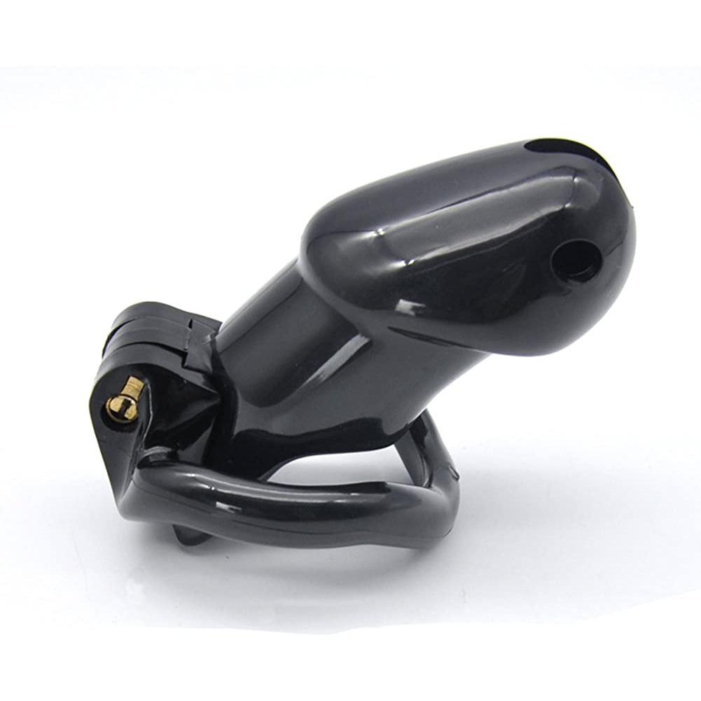 Male Chastity Cage with 1 Brass Locks Adjustable Silicone Cock Cage with 4 Rings for Male Penis Exercise