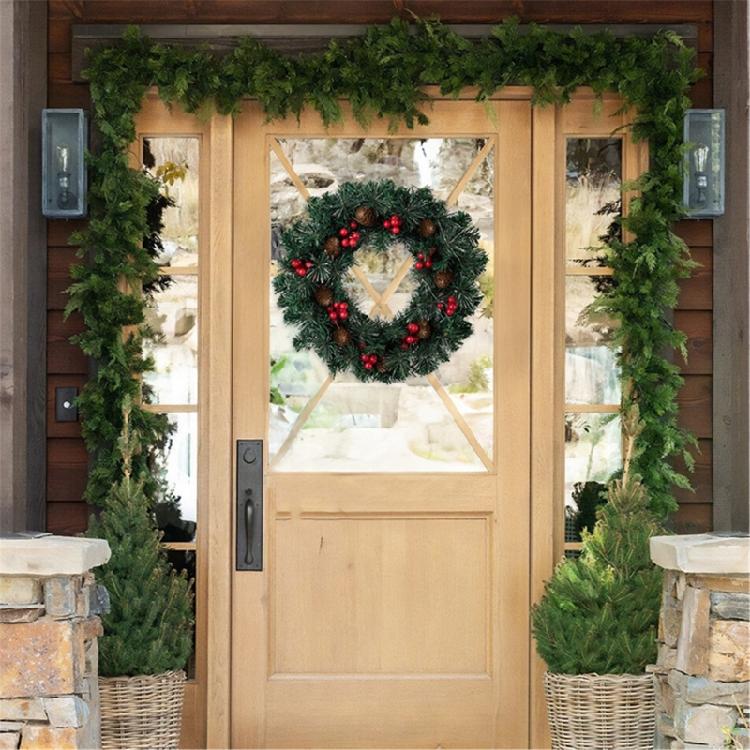 Weihnachtskranz Dekorationen für Haustür mit Beeren Tannenzapfen Kiefernnadel Türkranz für Zuhause Wand Fenster Veranda