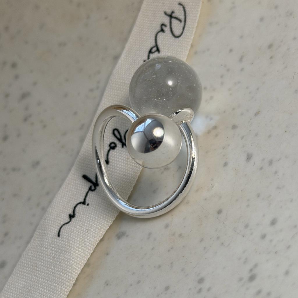 925 Sterling Silver Rings for Women Couple Minimalist Handmade Simple Big Ball Ring Fine Jewelry Gift Prevent Allergy